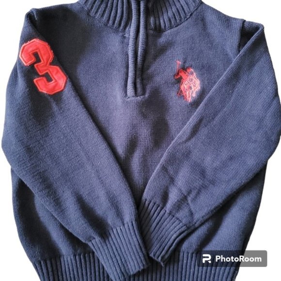 Kids Navy Blue Polo Sweater Size 5/6 - Picture 1 of 5